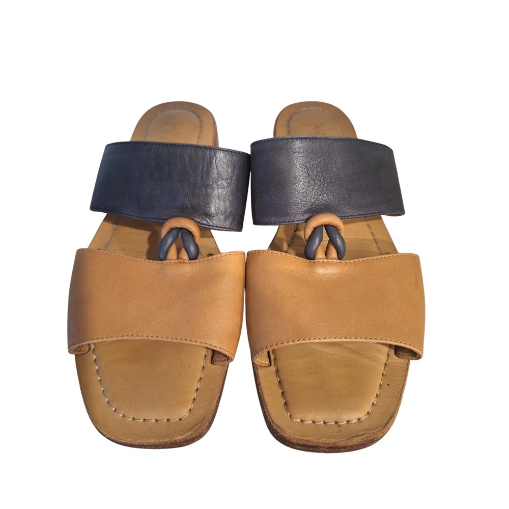 M. Gemi Women's Brown Gray‎ Leather  Sandals Shoes Size 6.5